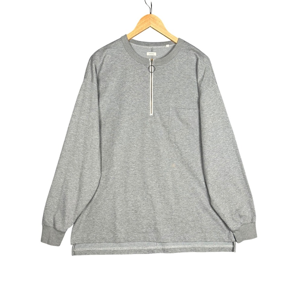 Nanamica Quarter Zip Pullover Mens Medium Gray OOAL S25SH013U Long Sleeve Pocket